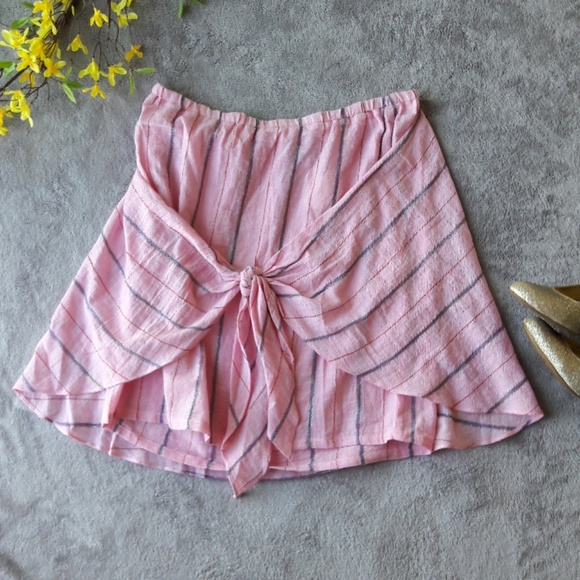 Anthro Holding Horses Pink Tie Striped Skirt - Picture 2 of 6